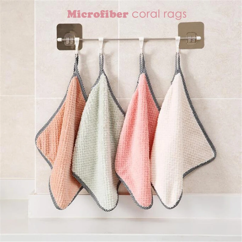 3/5Pcs Microfiber coral rags absorbent oil removal Dish cloths Kitchen cleaning cloths