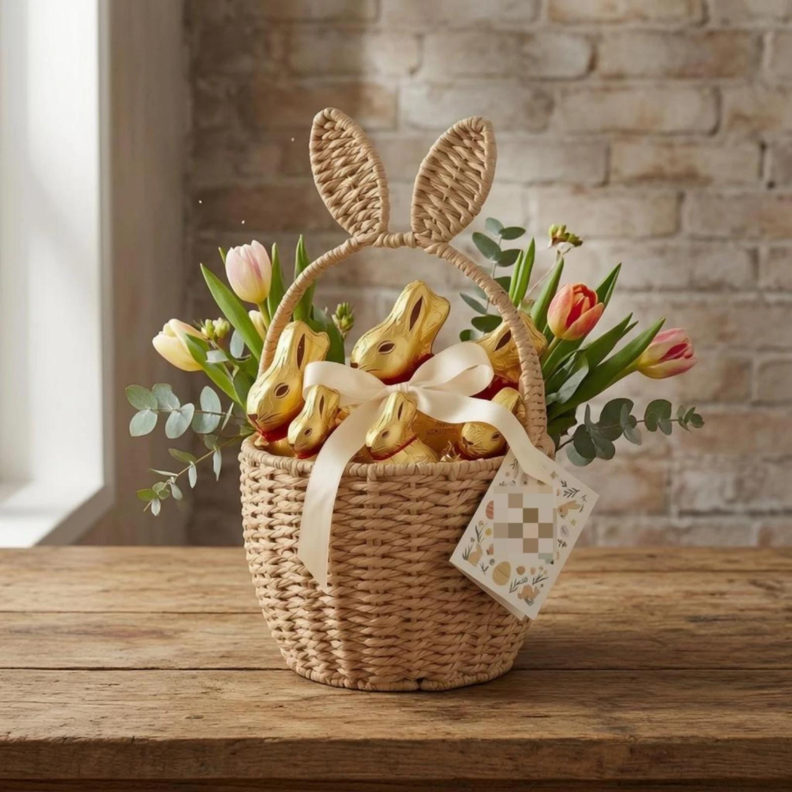 Round Paper Rope Basket Arched Handle Paper Rope Basket Natural Beige Uncovered Top