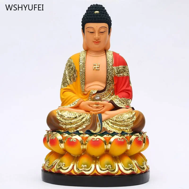 

11.8 Inch/30cm Resin Red Gold Buddha Statue Outdoor, Buddha Statue,Buddha Statue for Home Décor Feng Shui Gift Decoration Mascot