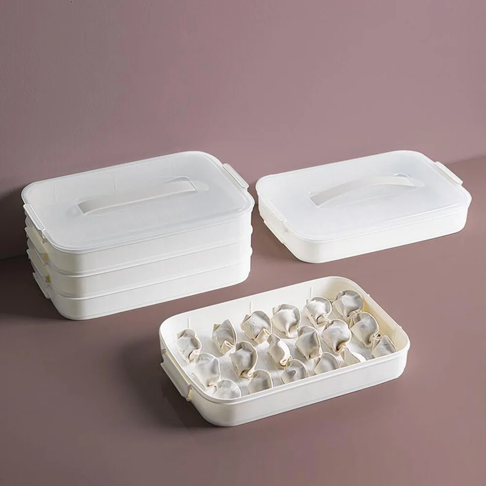 

3 Layer Refrigerator Storage Box Transparent Stackable Food Container for Kitchen Organizing Dumplings Eggs Meat Preservation