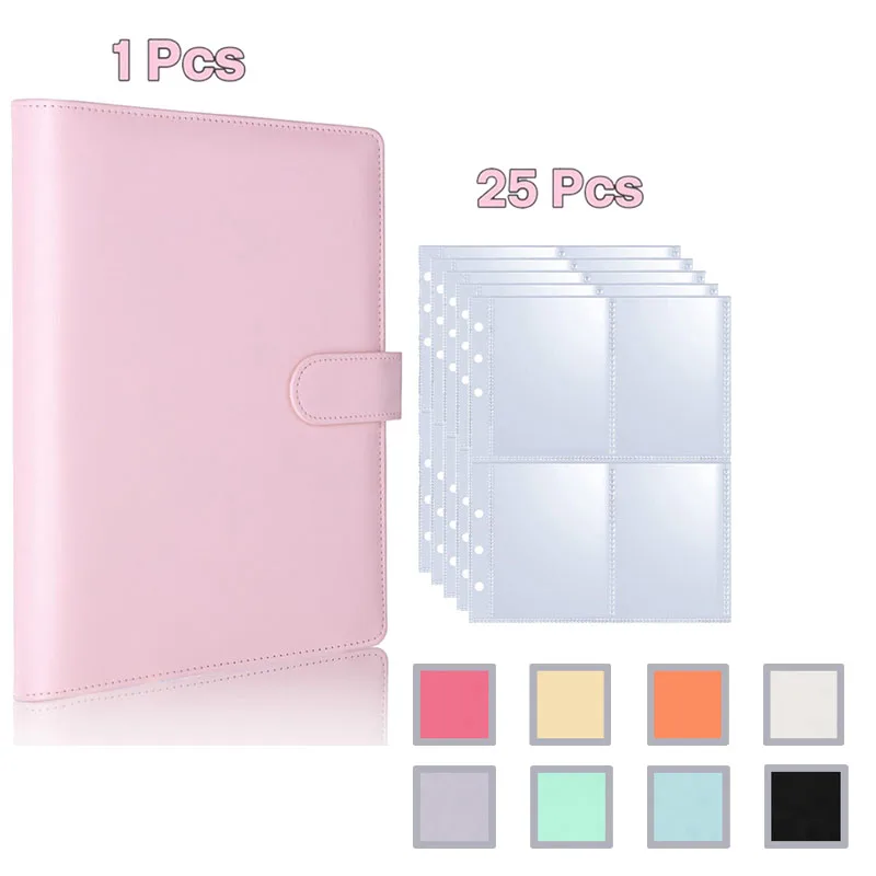 【セール中】K-POPフォトカードバインダー 25ページ 4ポケットカードコレクターアルバム 200枚収納 PUレザーカバー カード整理