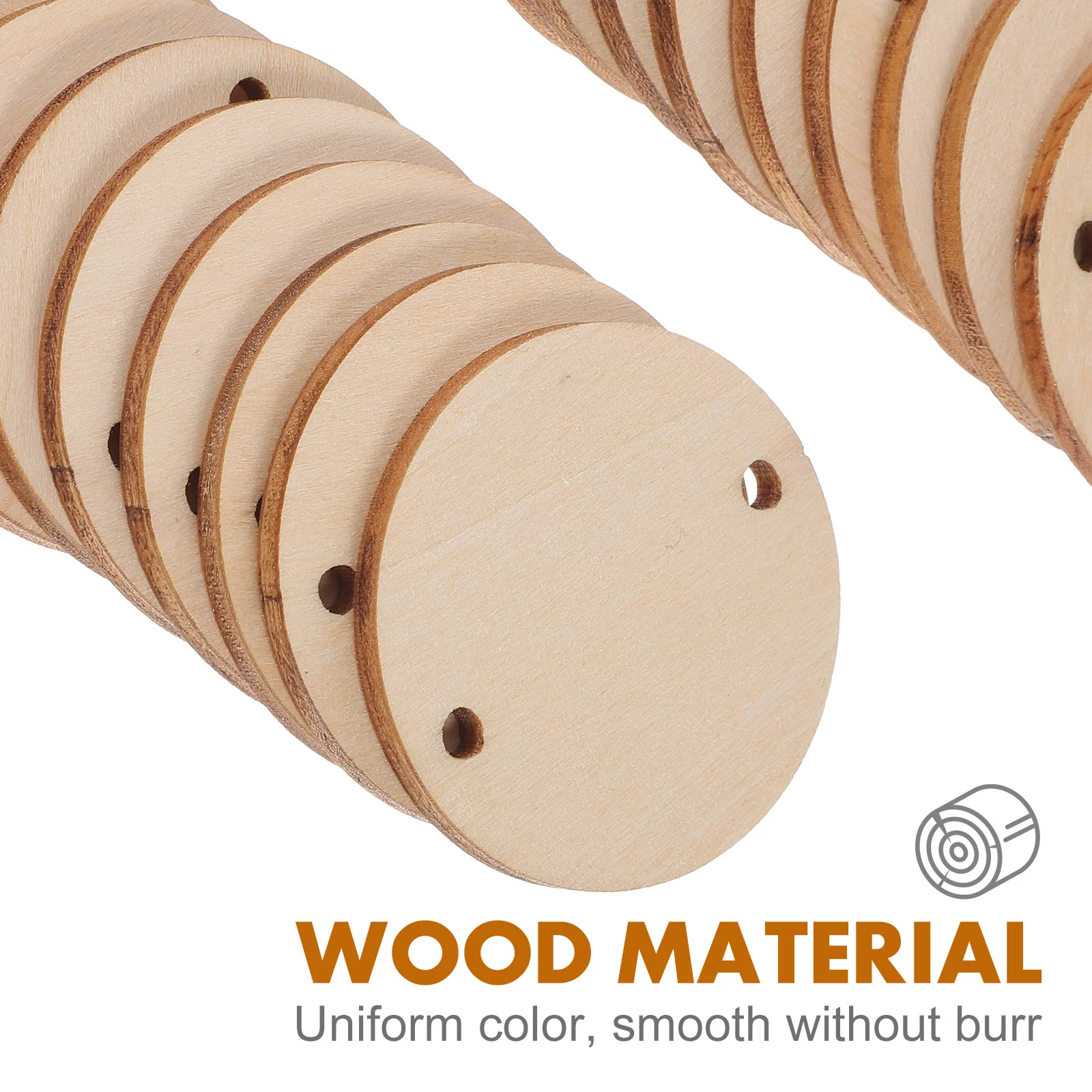 

60Pcs Round Wooden Pieces 3.8cm Smooth Surface Blanks with Hole for Wedding Crafts Scrapbooking Decoupage Tags Embellishment Art