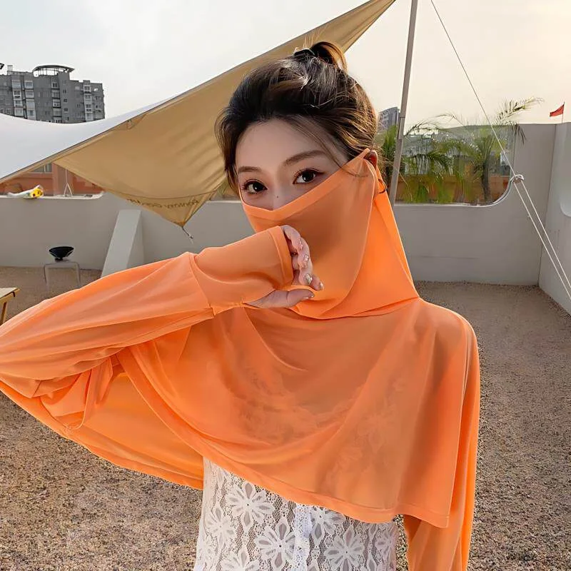 Sunscreen Shawl for Women  New Model Face Covering Long Sleeved Driving Ear Hanging Mask Electric Vehicle Sleeve Cover