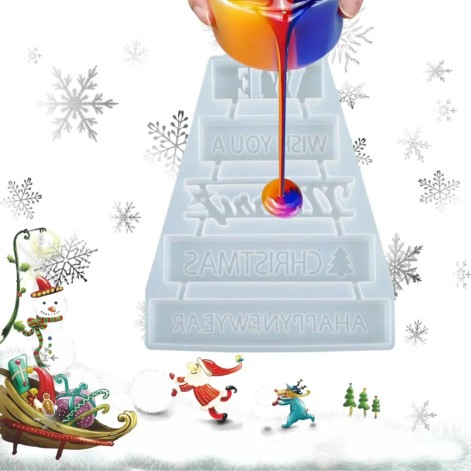 3D Merry Christmas Sign Resin Mold Epoxy Resin Casting Mold For Diy Table Decor,home Decor,christmas Decor,making Christmas Tree view 4