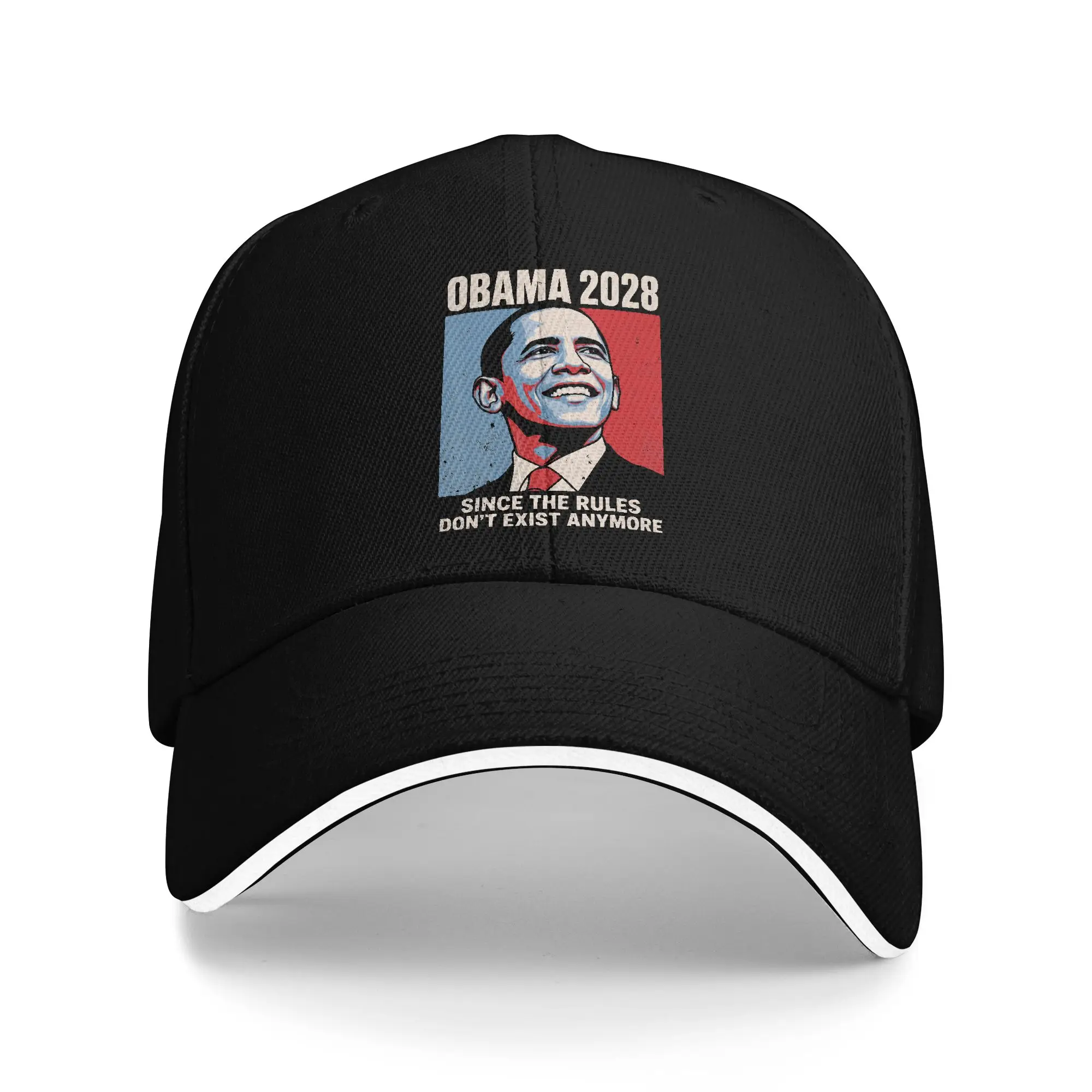 Obama 2028 Since Rules Don't Exist Anymore Sandwich Baseball Cap Hip Hop Satire All Seasons Adjustable Sun Cap Outdoor Adult Hat
