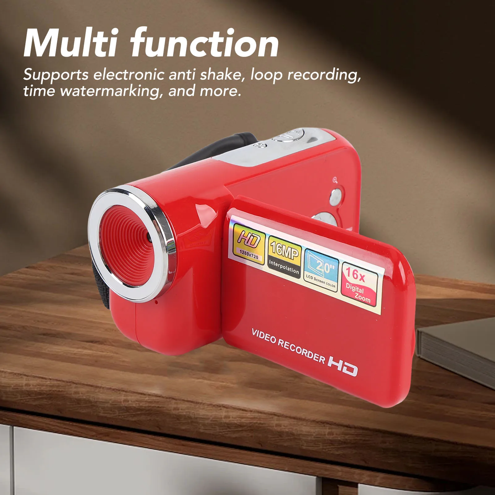 Portable DV Camcorder USB Port Anti Shake 2 Inch Color Screen Digital Video Camera Loop Recording 1080P 16MP for Growth Record