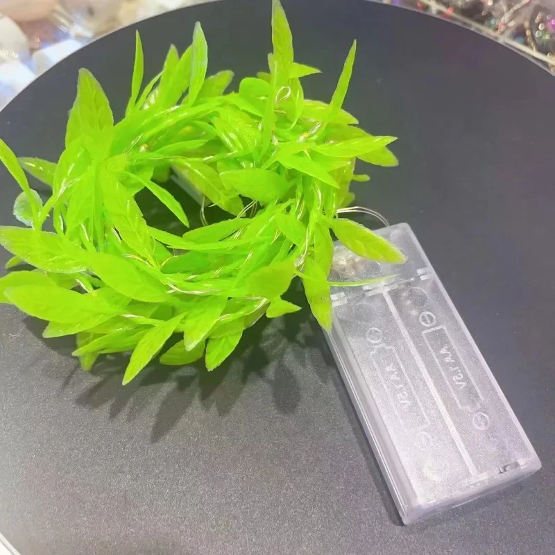 Imitation Leaf Wrought Iron Basket Decorative Lamp 20 Light Copper Wire String 2M with Always On Battery Box 2025