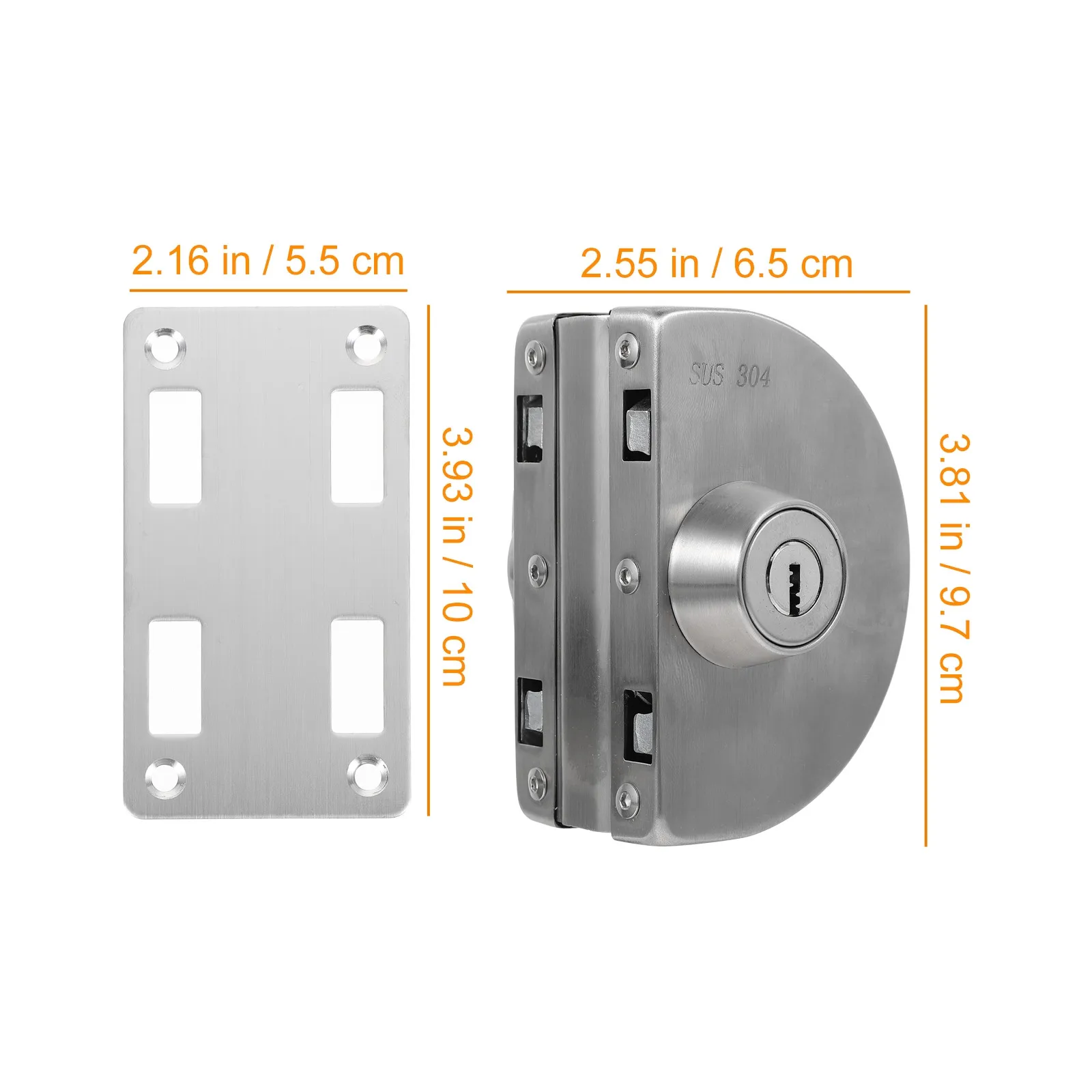 Stainless Steel Glass Door Hasp Lock Heavy Duty Corrosion Resistant for Frameless Tempered Glass Doors