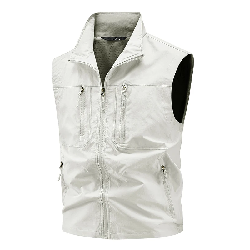 Vest Fishing Vest Men's Summer Thin Fishing Vests Outdoors Gilet Men Quick Drying Casual Spring and Autumn Stand Collar Jacket - Image 6
