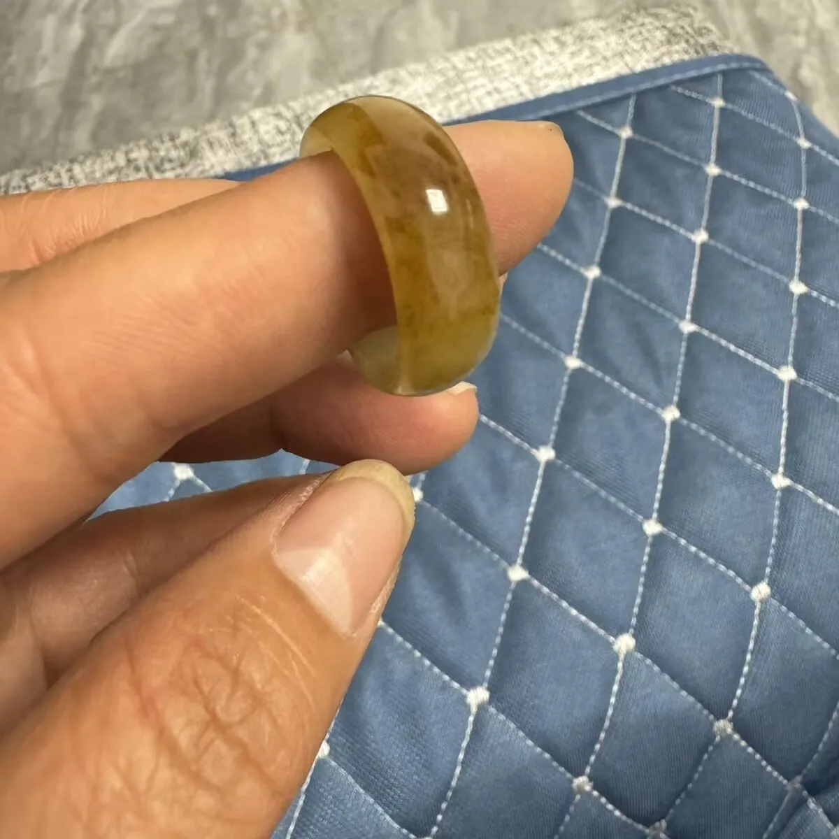 High Quality Factory Wholesale  natural Hetian Jade ring Russia 19.6mm