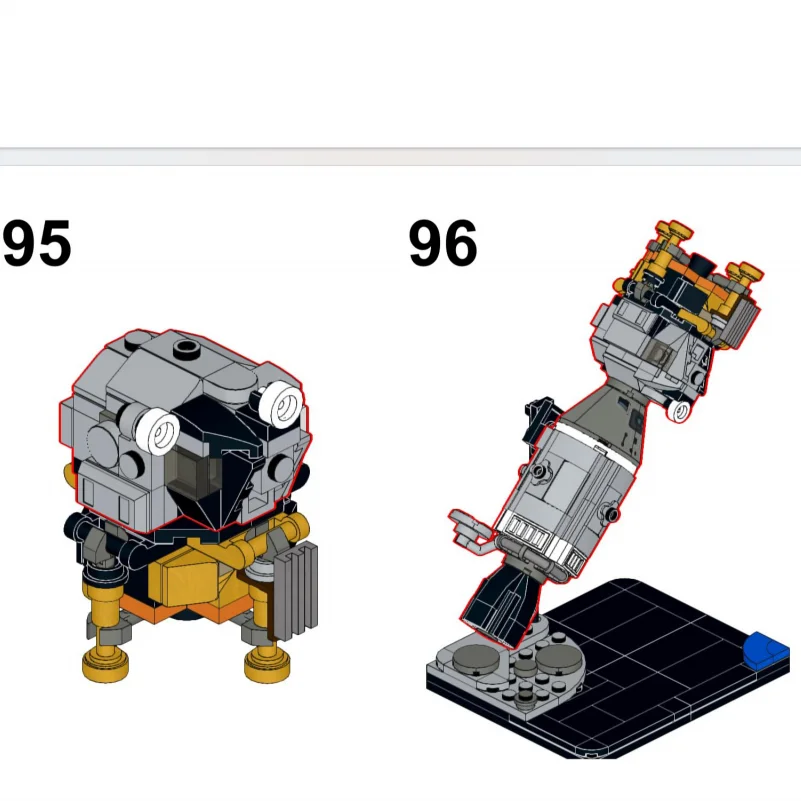 CSM/LM 1:110 Scale Model MOC Apollo Building Blocks Assemble Bricks Space Collection Display Educational Toys Gifts 243PCS