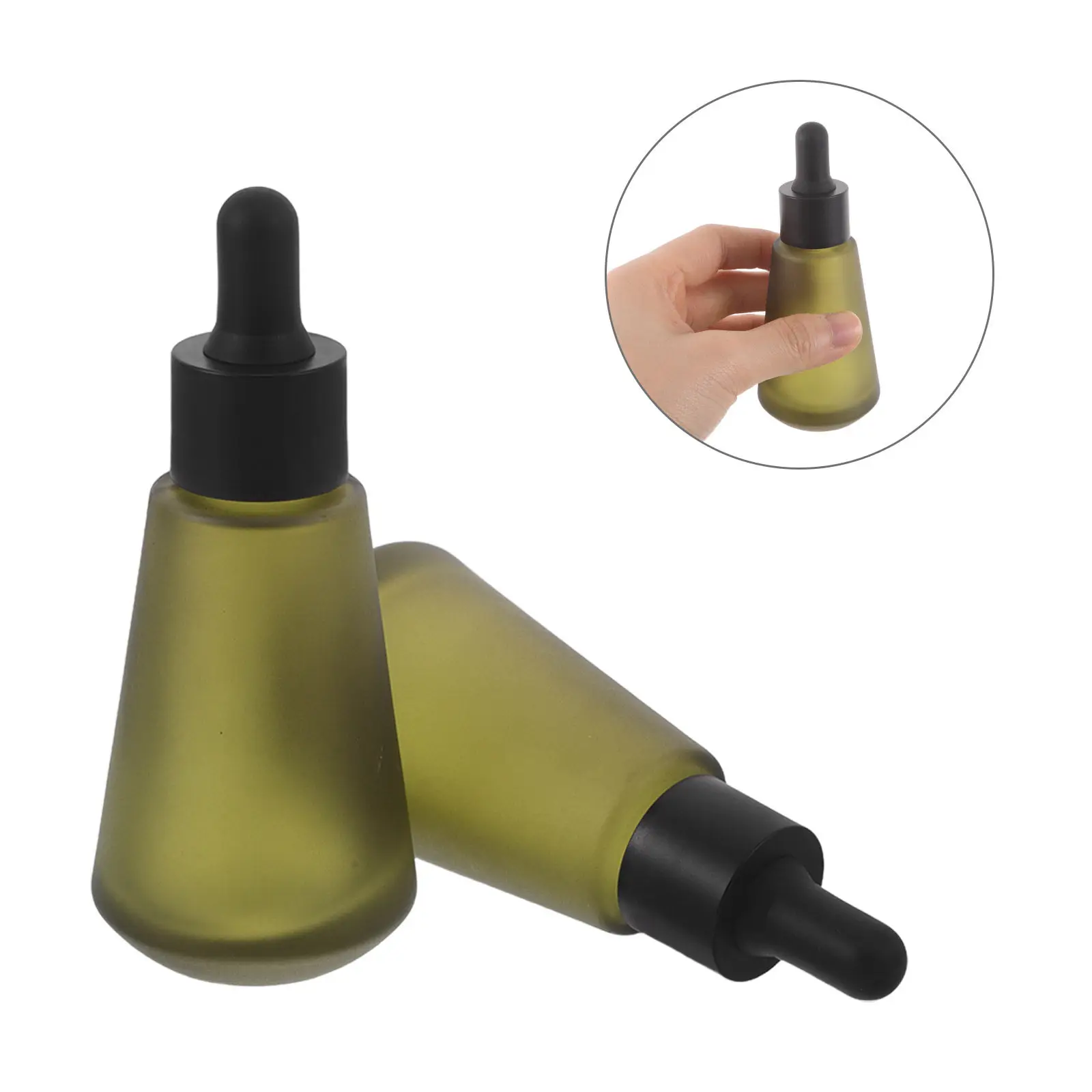 8Pcs Essential Oil Dropper Bottles Green Conical Refillable Glass Bottles Precise Dispensing Travel Aromatherapy Liquid