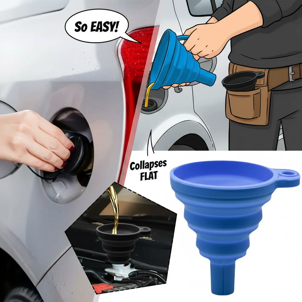 

Engine Funnel Car Universal Silicone Liquid Funnel Washer Fluid Change Foldable Portable Auto Engine Oil Petrol Change Funnel