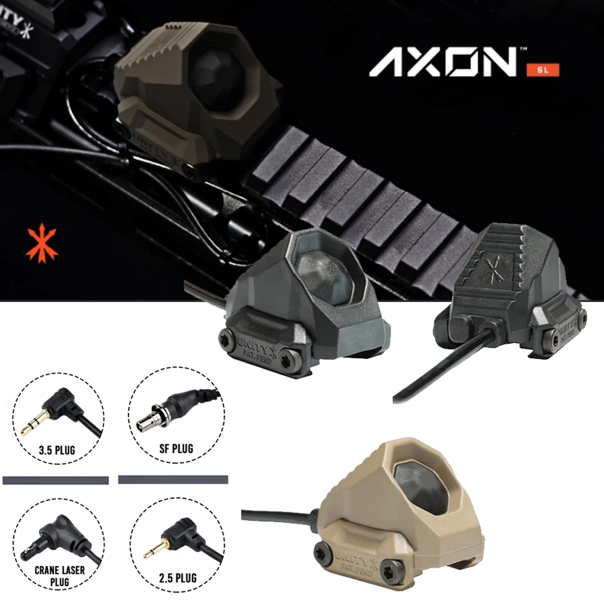 

Tactical AXON UNITY Remote Pressure Switch Modbutton Surefire M300 M600 2.5 3.5 SF Crane Plug Fit 20mm Rail NGAL PEQ15 Lasers