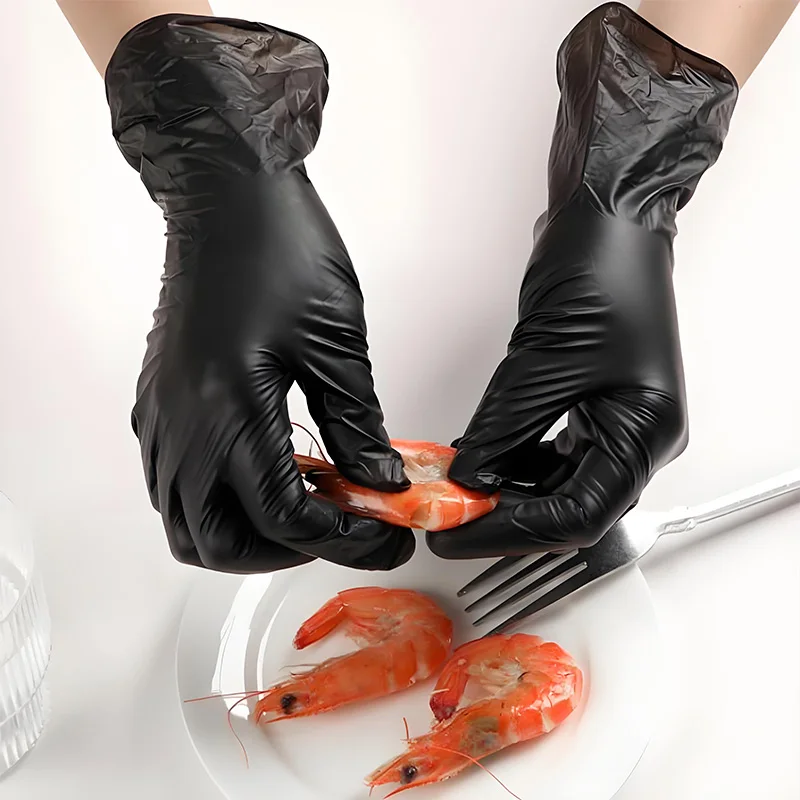 Guantes de nitrilo: guantes desechables seguros para alimentos para cocina, limpieza, tinte para el cabello, uso dental, sin látex ni sin polvo (mediano