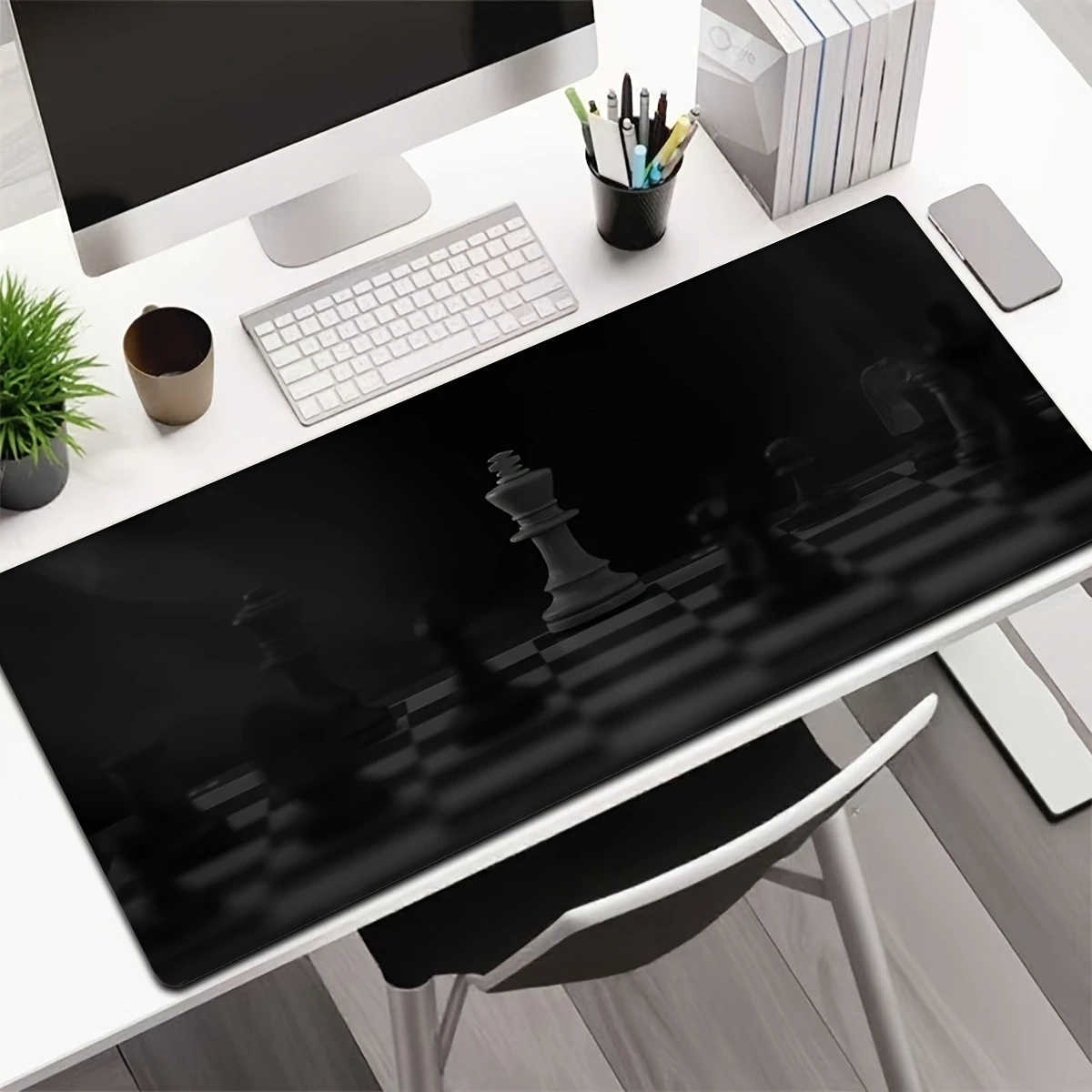 

Chess board scene pattern game mousepad with anti-slip rubber and sewn edge is suitable for both gaming and office decoration