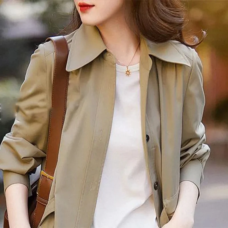 Thin Women's Windbreaker Coat 2025 Spring New Female Korean Temperament Popular Jacket Long Trench Coat Slim Shirt Overcoat