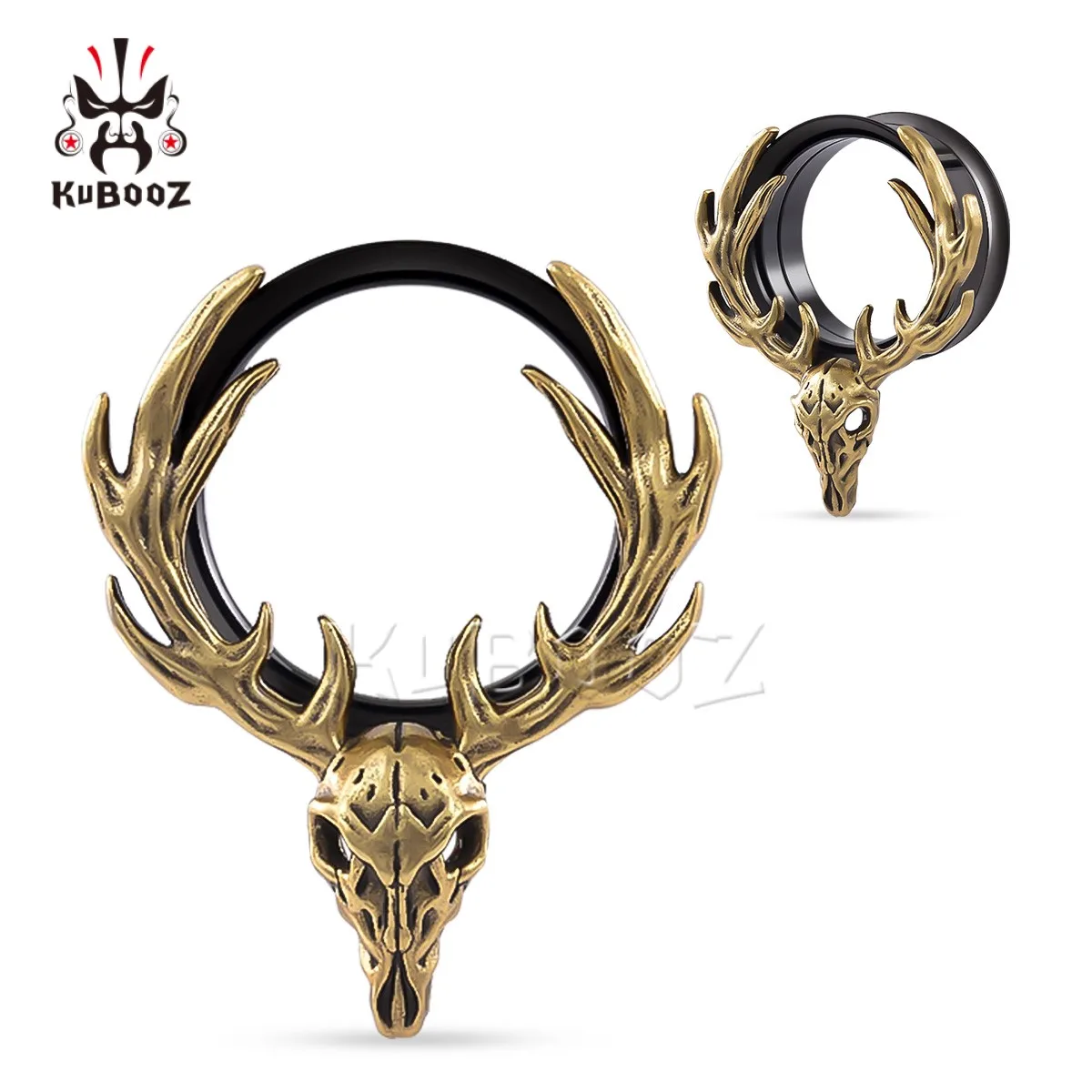 

KUBOOZ Antler Ear Tunnels Plugs Piercing Stainless Steel Screw Extenders Stretchers Body Jewelry Earring 1Pair