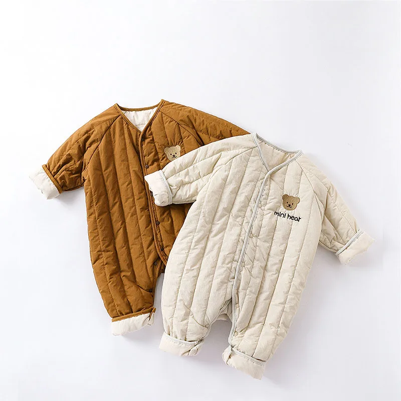 0-24M Newborn Kid Baby Boy Girl Winter Clothes Warm Baby Romper Long Sleeve Jumpsuit Plush Cotton New Bron Thick Outfit