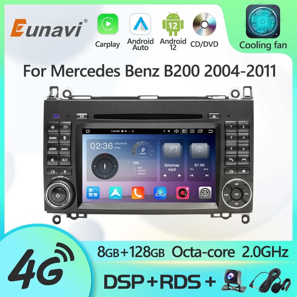 Eunavi 2 Din Android 13 Radio DVD Player For Mercedes Benz B200 Sprinter W906 W639 AB Class W169 W245 2004-2013 GPS Multimedia