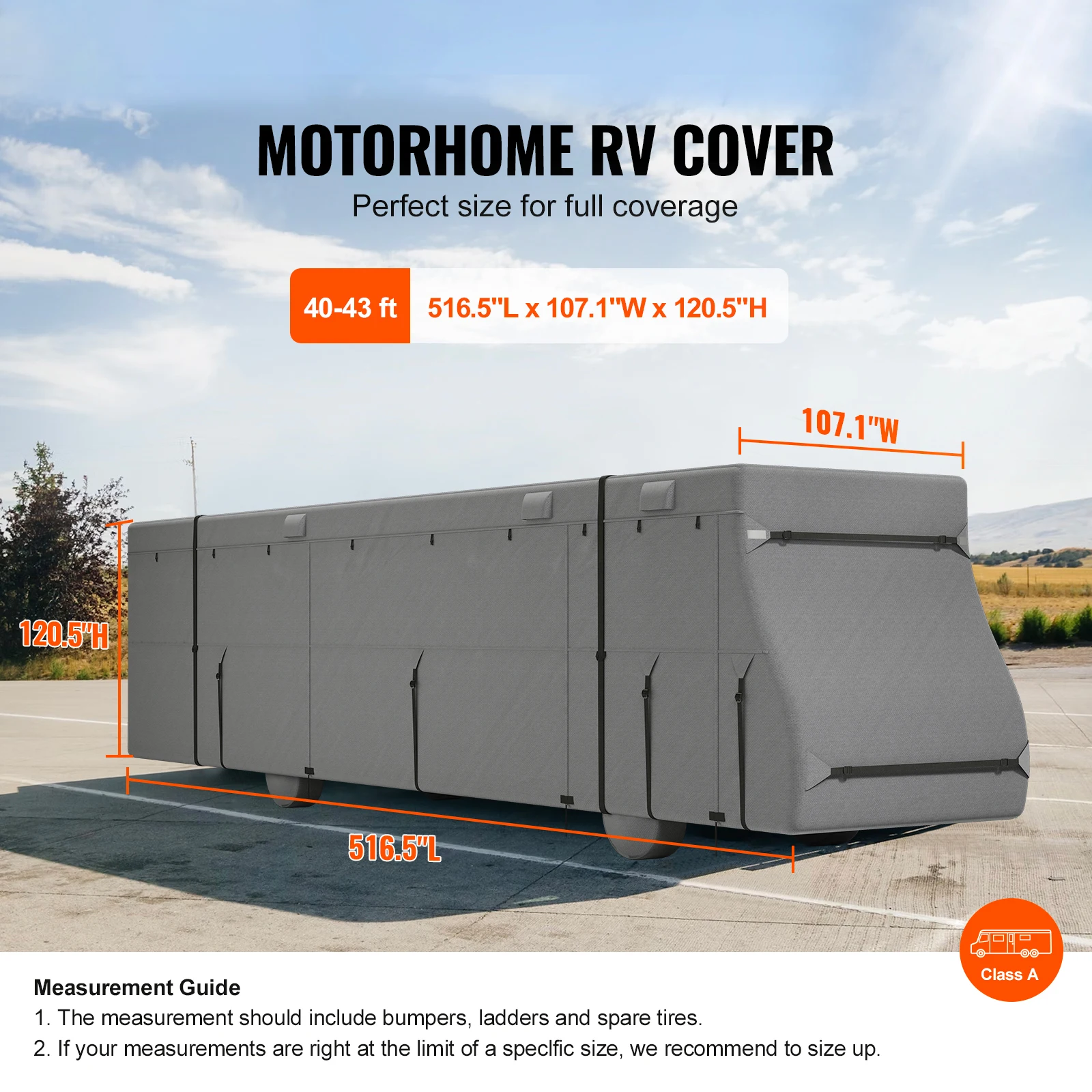 VEVOR Class A\C RV Cover Waterproof Motorhome Cover Windproof and Rip-Stop Camper Cover with Storage Bag Repair Patches