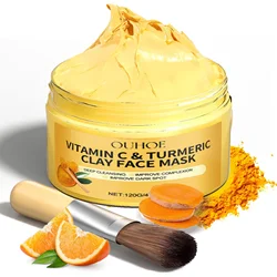 1/3PCS Turmeric VitaminC Clay Mask Deep Cleansing Facial Improves Dark Spots Hydrating Skin Care Tightens Skin Evens Skin Tone
