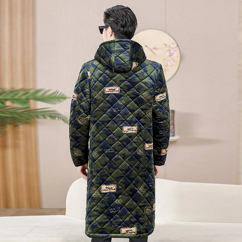 Thiened Fce الكبار الشتاء المئزر طويلة Sve ملابس العمل الدافئة معطف القطن حجم كبير الرجال النساء المتضخم مقنعين سستة إغلاق