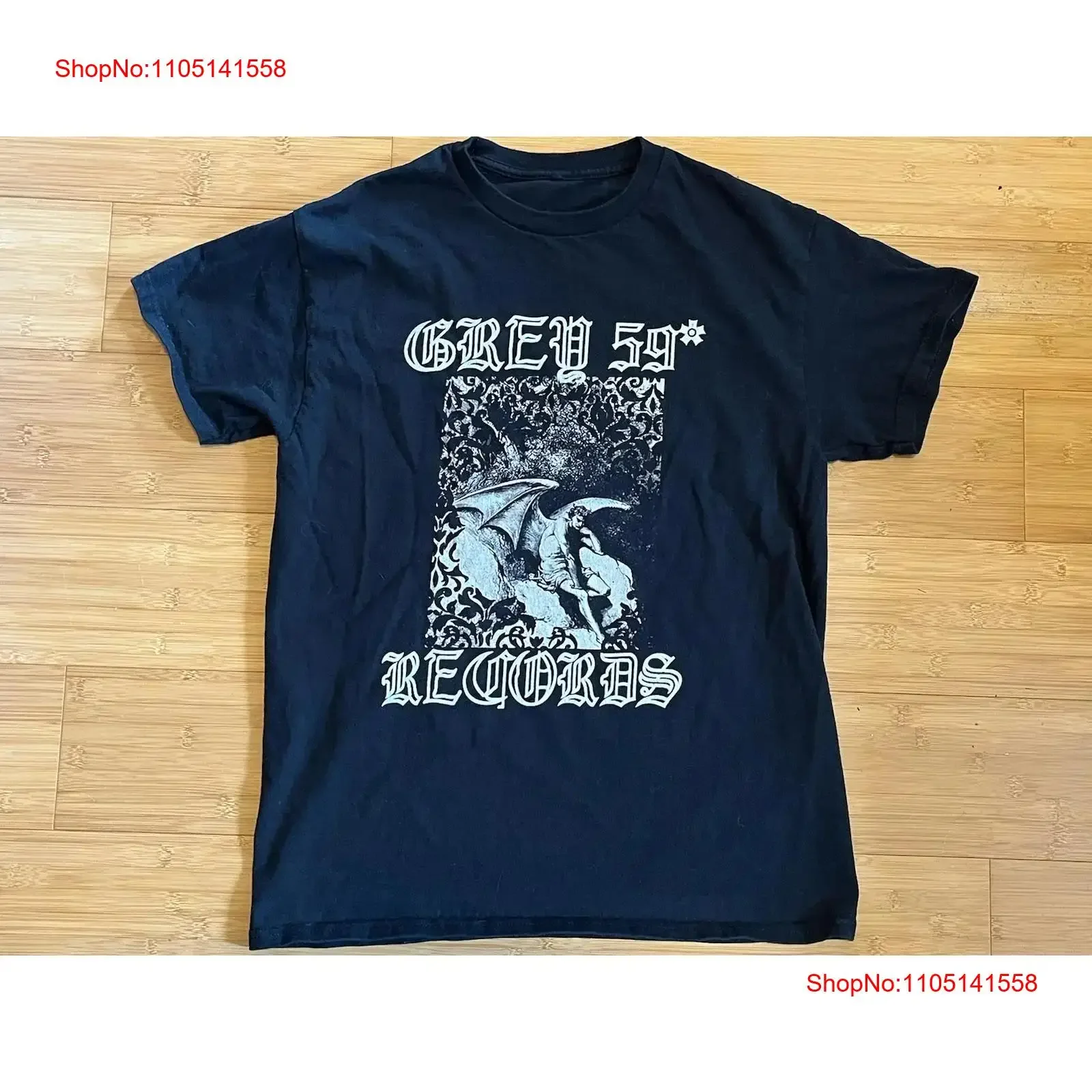 Men s Size Small Grey 59 Records Black T Shirt vintage Washed Unisex streetwear Stretched fashion homme Soft Slightly Stylish
