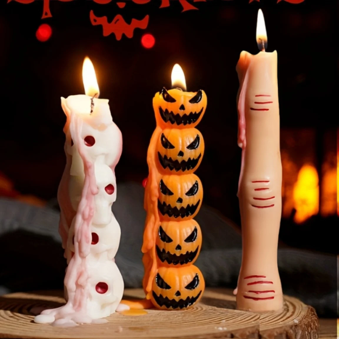 1/3 Stück Halloween-Duftkerzen mit langem Stab, Gothic-Sojabachs-Dekorationen für Party, Zuhause, festliche Atmosphäre, Urlaubsornamente, Geschenke