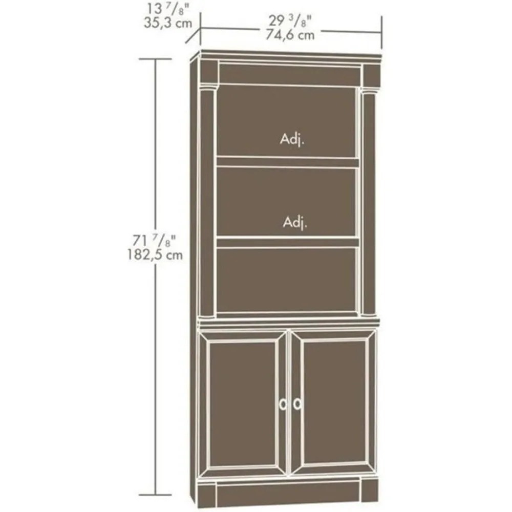 Library Bookcase with Doors in Select Cherry