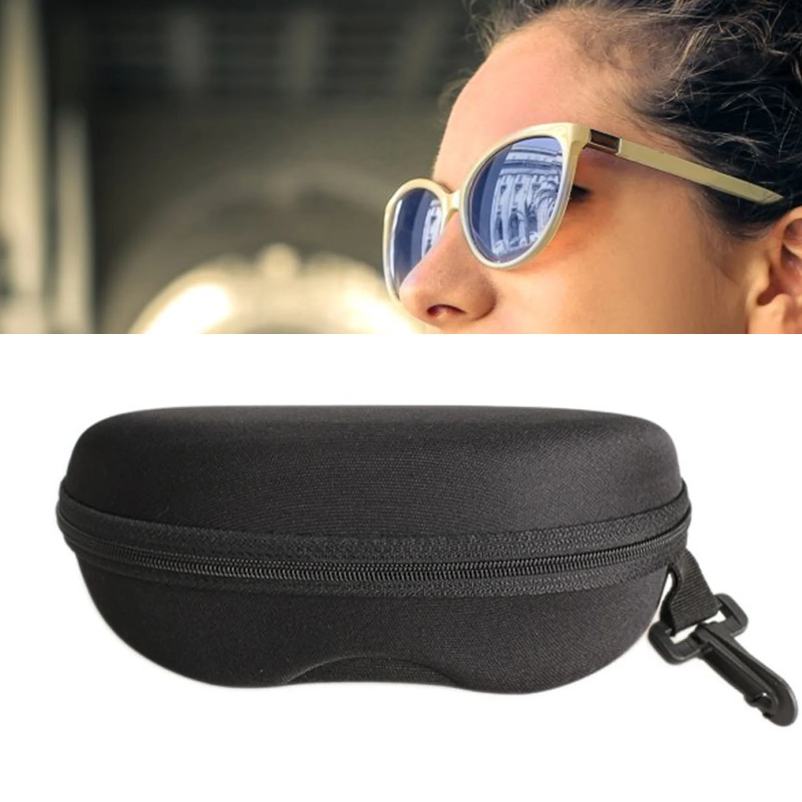 Hartschalenetui für Sonnenbrillen, schwarz, aus EVA-Material, mit Reißverschluss, Brillenetui, Brillen-Display-Case für Sonnenbrillen