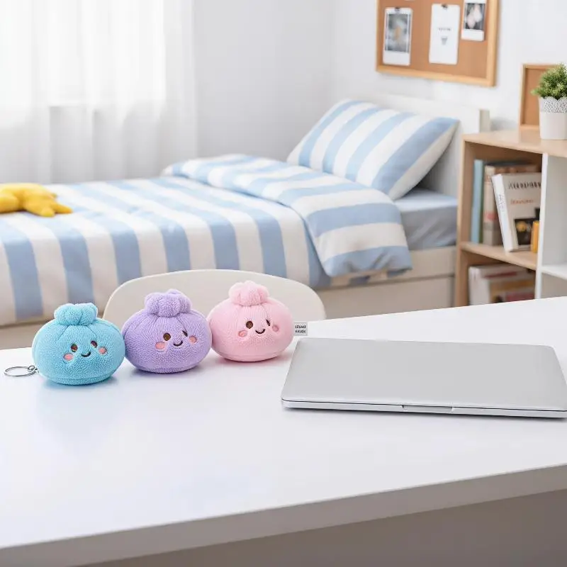 Simulierter Plüsch-Dampfbrötchen-Fidget-Schlüsselanhänger, weich, für Büro, Stressabbau, Quetsch-Anhänger, Angstlinderung, lustiges Geschenk – Detail 8