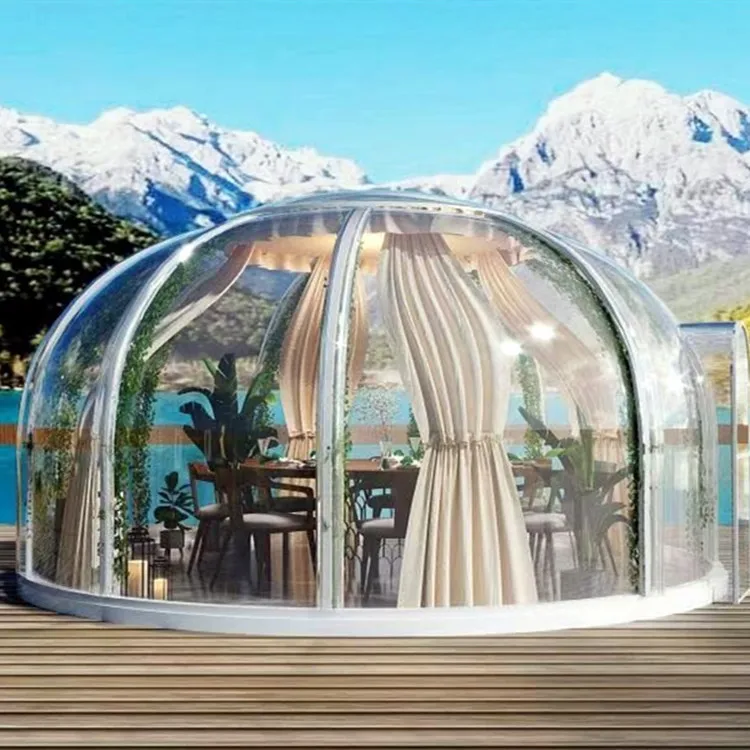 Luxury Roof Pvc Heated Eco Prefab Transparent Geodesic Dome Hotel glamping tent House Desert round dome tent For camping