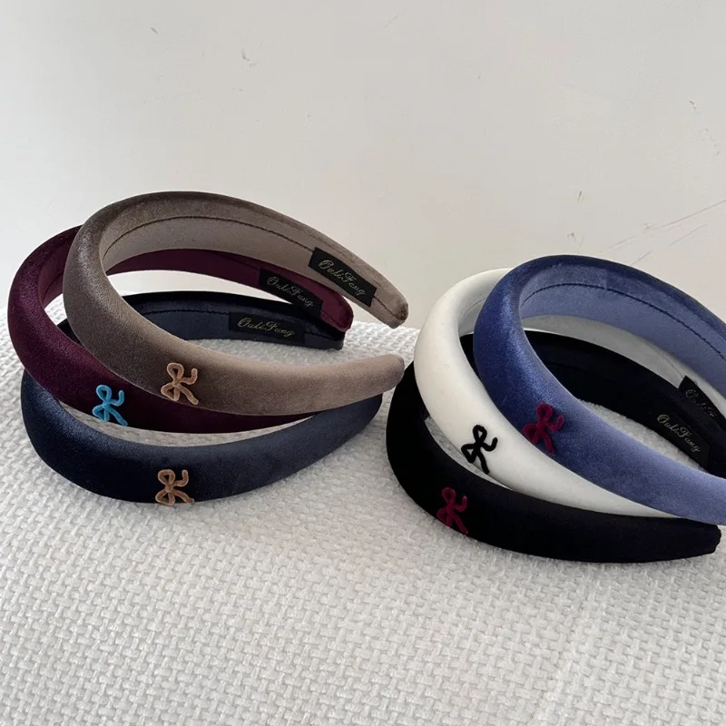 Early Autumn Blogger's Premium Velvet Bow Wide Headband Temperament New Look Small Versatile hairhoop High End Headpiece