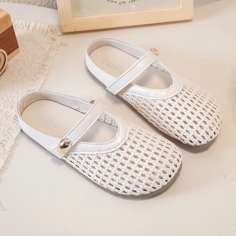 Little Girls Braided Sandals 2026 New Summer Kids Barefoot Beach Slippers Non-slip Simple Classic School Outdoor Pool Daily Wear