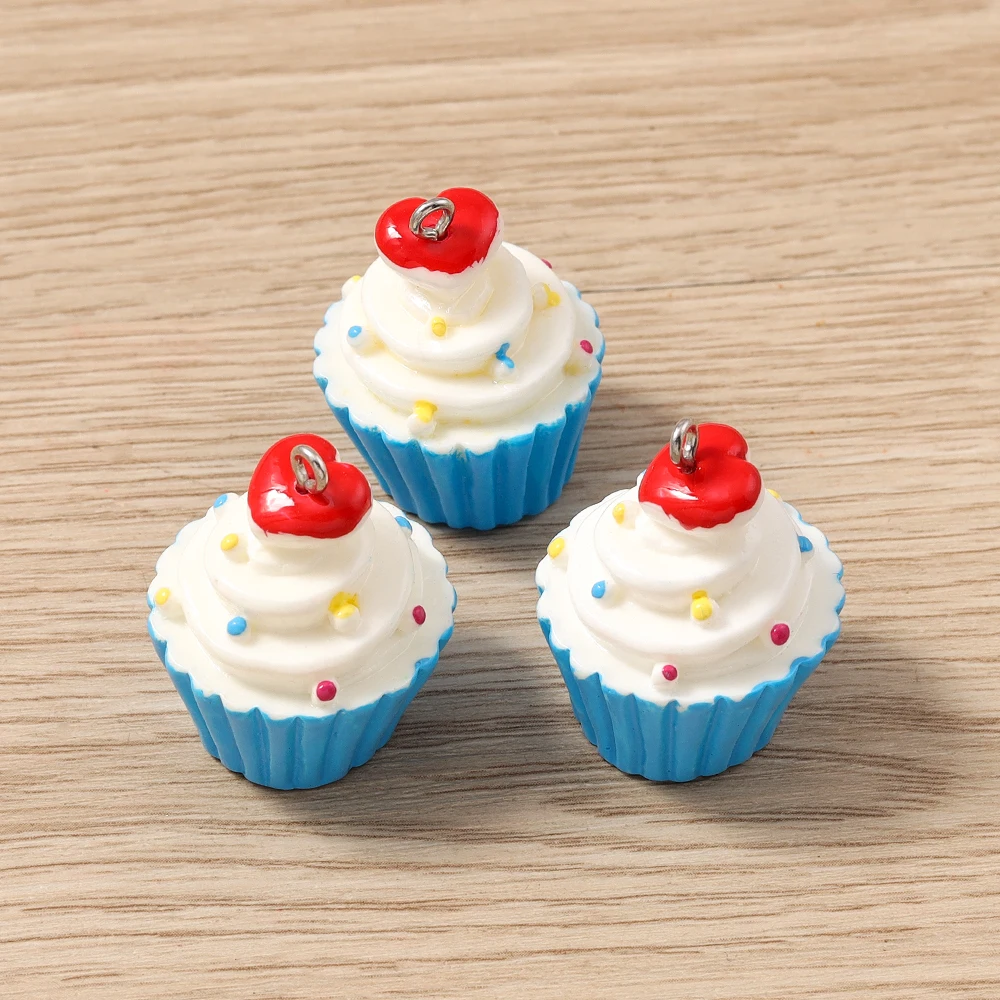 Tusember 5 stücke Nette Simulation Eis Harz 3D Tasse Kuchen Charms Für DIY Ohrring Schlüsselbund Handgemachte Schmuck Machen Versorgung – Detail 8