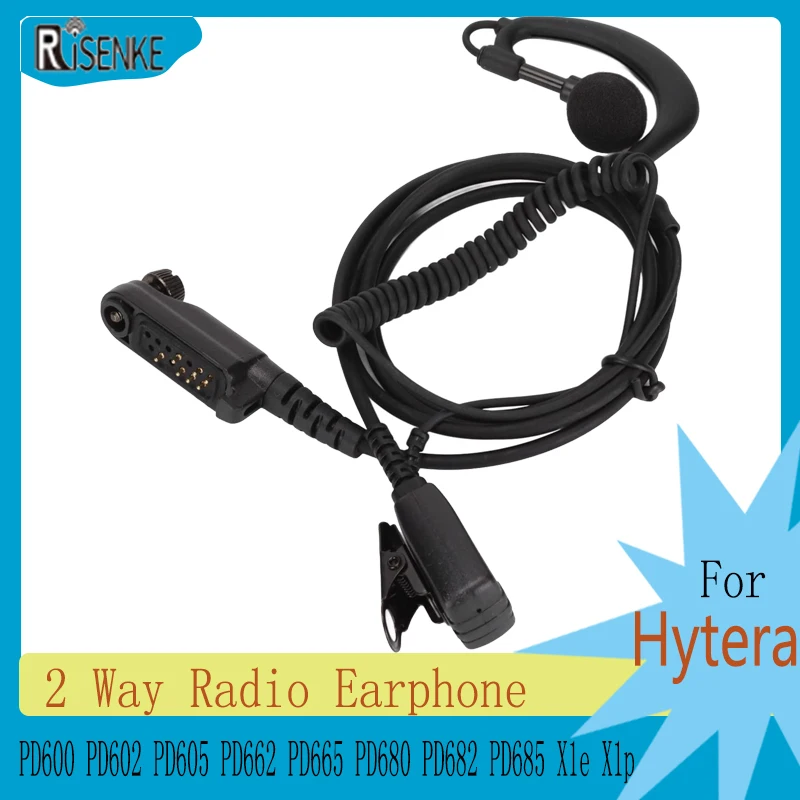 

RISENKE-Walkie Talkie Earpiece,Radio Headset with PTT,for Hytera PD600,PD602,PD605,PD662, PD665, PD680, PD682, PD68, 5, X1e, X1p