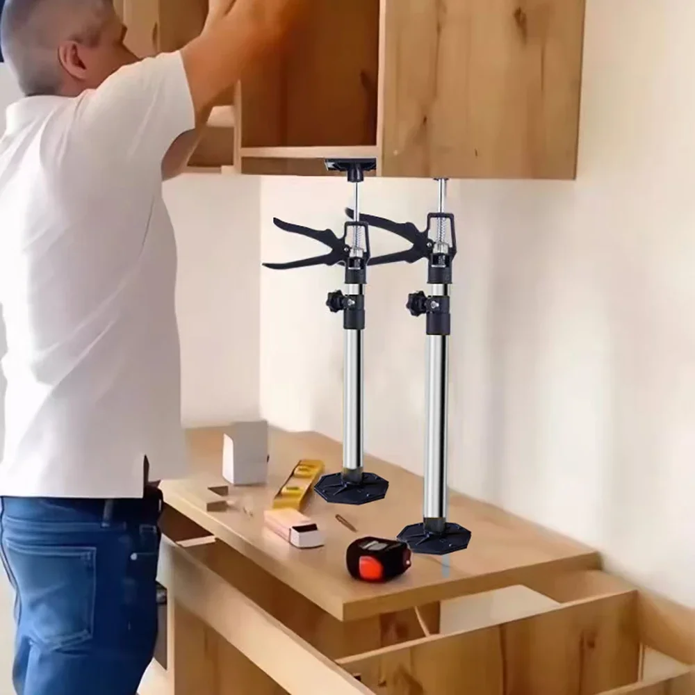 For Ceiling Heavy Duty Telescopic Steel Support Rods Adjustable Cabinet Jack & Drywall Lift Tool with Non-Slip Grips (30-59cm)