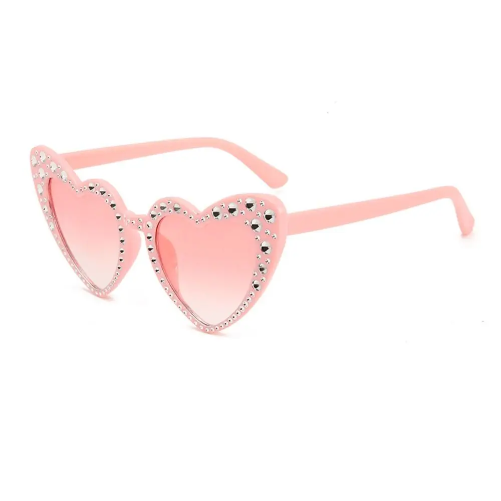 Sun-Protective Heart-shaped Sunglasses Hip Hop Eyewear Outdoor Sunglasses Rhinestone Decoration Driving Glasses