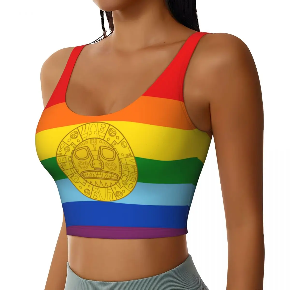 Yoga Vest Women Gym Sports Crop Tops Flag Of    Cusco Streetwear Workout Breathable Tank Top Female