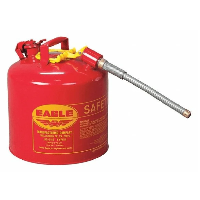 

Safety Can, Steel, 5 gal, Red, 11 1/4 in Dia., Flammables