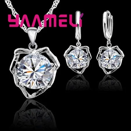 24 Designs Cubic Zirconia CZ Crystal Pure 925 Sterling Silver Jewelry Sets Accessories for Women Engagement Wedding Anniversary