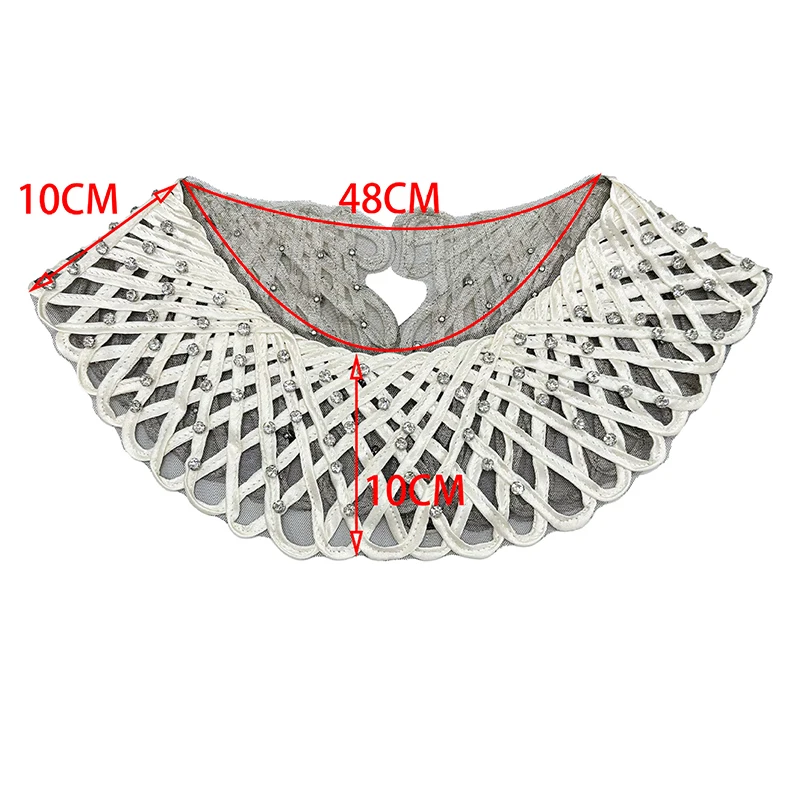 Полый искусственный воротник со стразами и бисером, модная кружевная основа, тканевый топ, свитер, внутренняя рубашка, блузка, милый съемный декоративный воротник