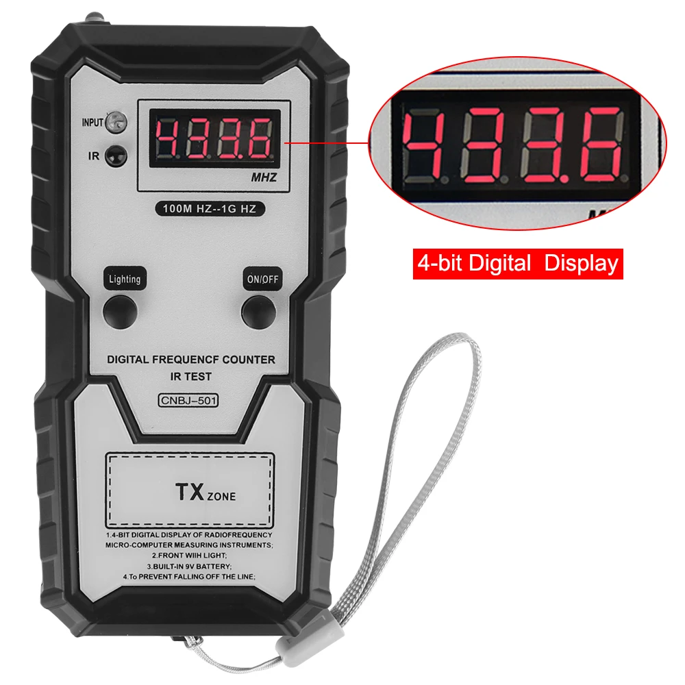 Verificador de freqüência infravermelha para chaves do carro, controlador remoto, instrumento de medida, IR eletrônico, teste contador de freqüência, 100m-1GHz