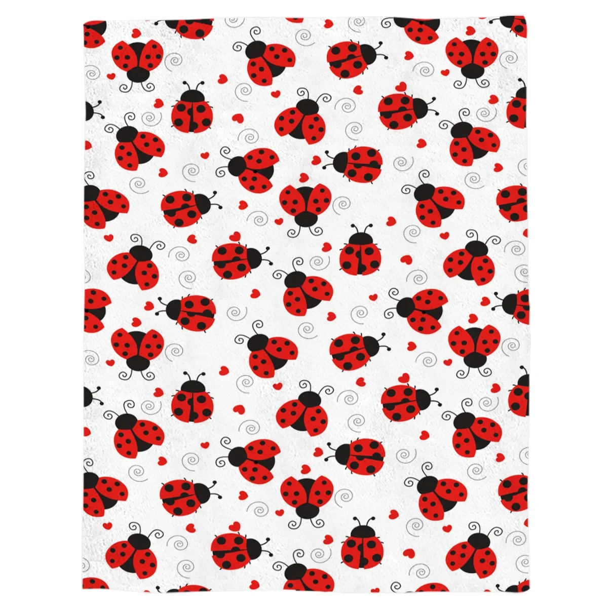 Fleece Throw Bed Blanket Lightweight Super Soft Cozy Red Ladybug White Background Blanket Gift for Adults Kids