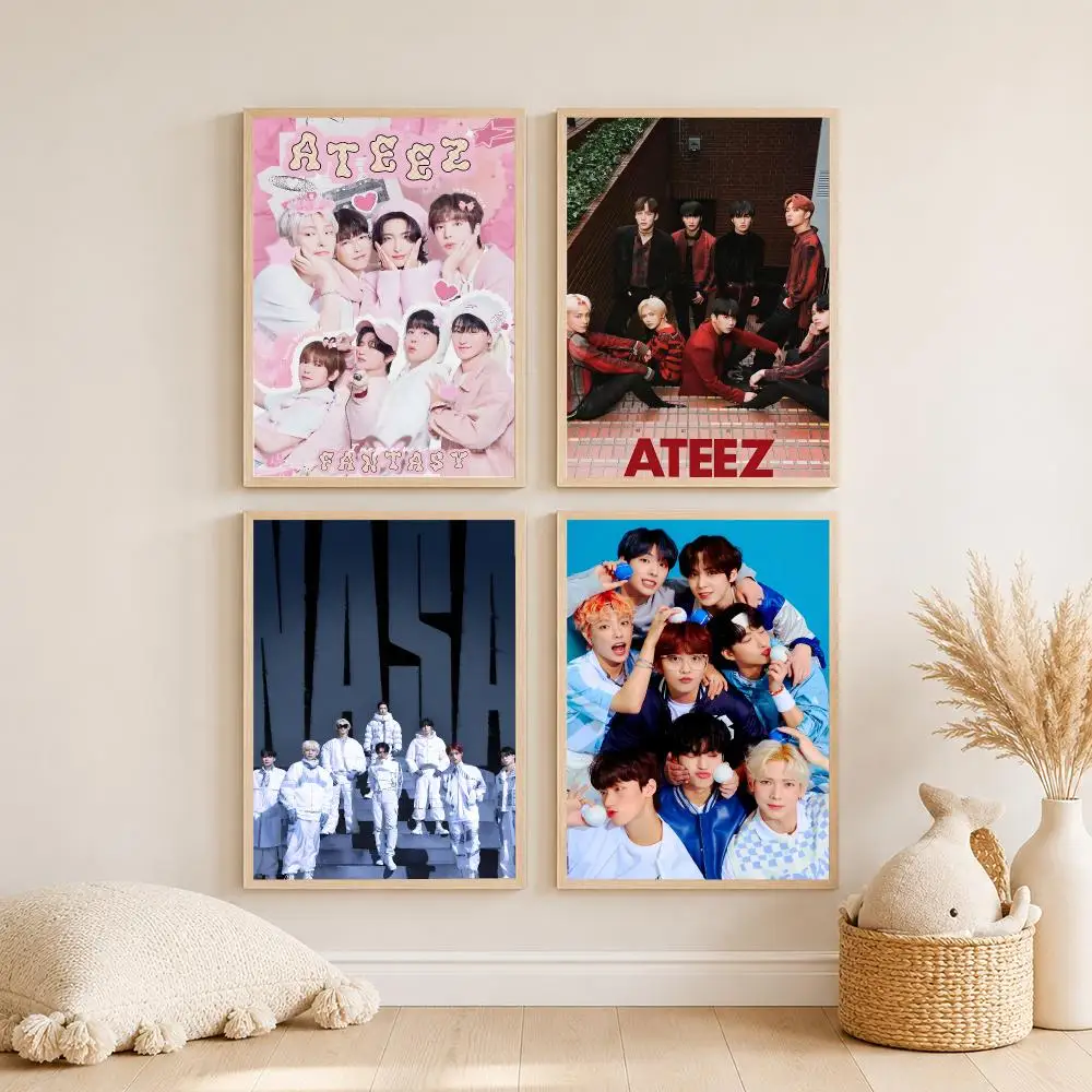 Pop Band A-ATEEZ Poster Self Adhesive Wall Art Decor for Bedroom Home Decor Halloween Gift