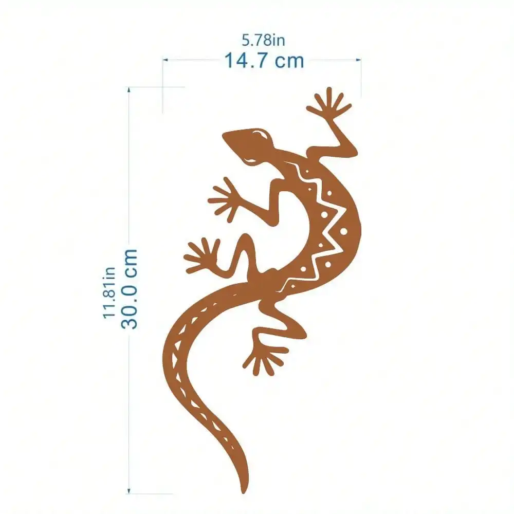 Gothic Style Iron Lizard & Gecko Sculpture, Indoor Outdoor Wall Hanging