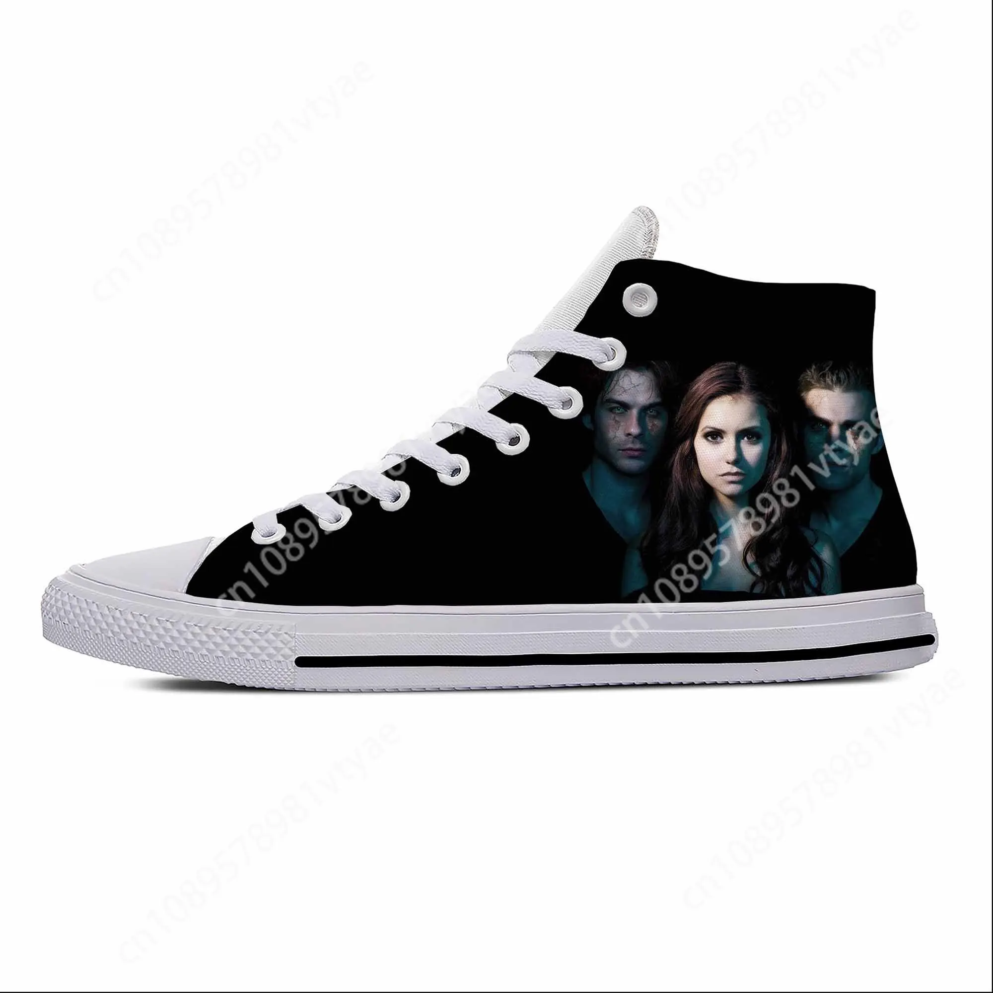 Anime Cartoon The Vampire Diaries Damon Salvatore Casual Cloth Shoes High Top Lightweight Breathable 3D Print Men Women Sneakers