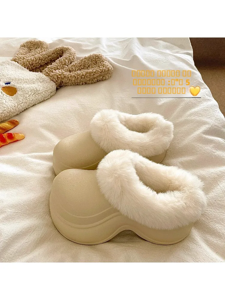 

DHWA2025 Women's Fce Lined Thi Heel Snow Boots Winter Outdoor Anti-slip Waterproof Cotton Slippers Korean Sle EVA Mate...