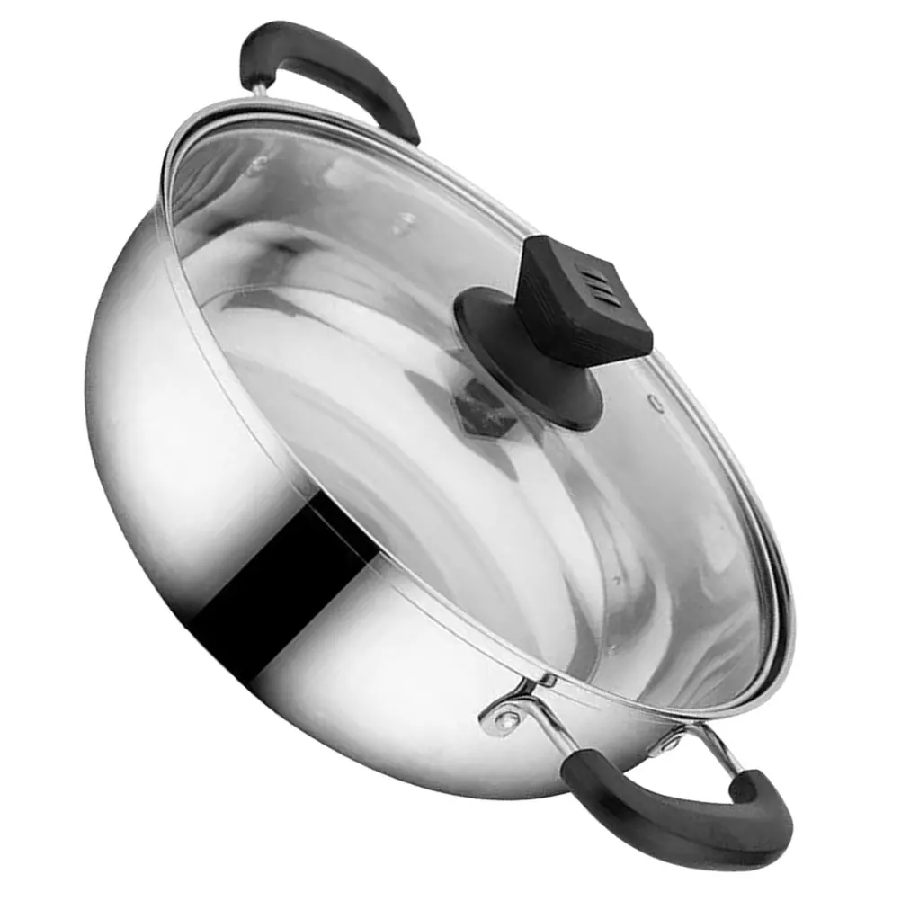 

Stainless Steel Hot Pot 28cm Double Handle Stockpot Soup Pan Large Capacity Stovetop Cookware Practical Hotpot Utensils Easy